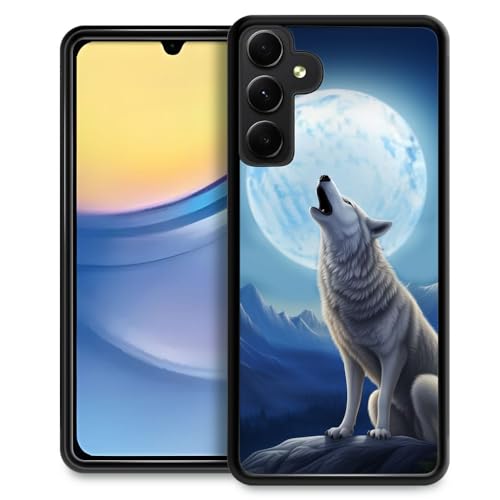 Coque rigide Samsung Galaxy A15 loup pleine lune antichoc et anti-rayures