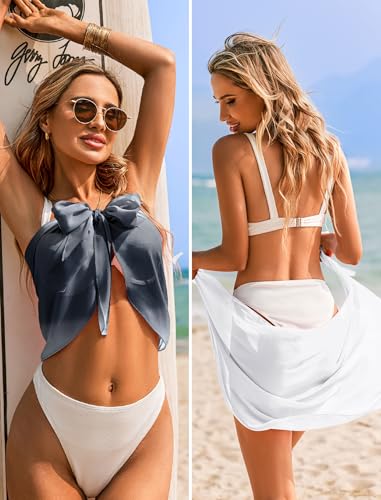 Image of Ekouaer 2 Pieces Women Beach Sarongs Sheer Cover Ups Chiffon Bikini Wrap Skirt for Swimwear S-XXL