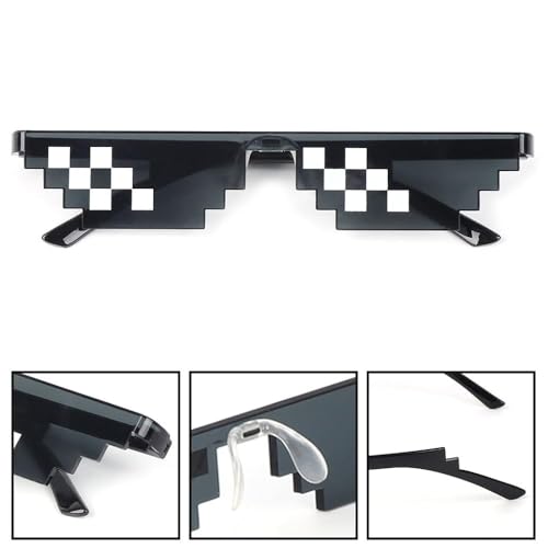 Image of STORE 2508 Pixelated Thug Life Party glasses Gangster Gangsta Life Funny Novelty Shades, Photo Props Unisex Sunglasses Eyeglasses