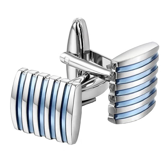 meenaz Cufflinks for Men Boys Silver Cuff links Blue Formal Stainless Steel Blue Cufflink For Men Birthday Gift Anniversary Husband Cuff Links Cufflinks Set for Mens Boys Man Boy Valentine Gifts -26-picture-37