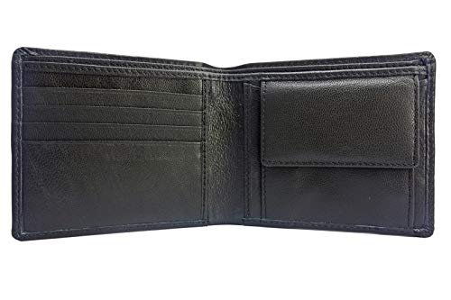 DELSTAR Classic Leather Wallet for Men - RFID Blocking & Coin Pocket (Black) - Image 5