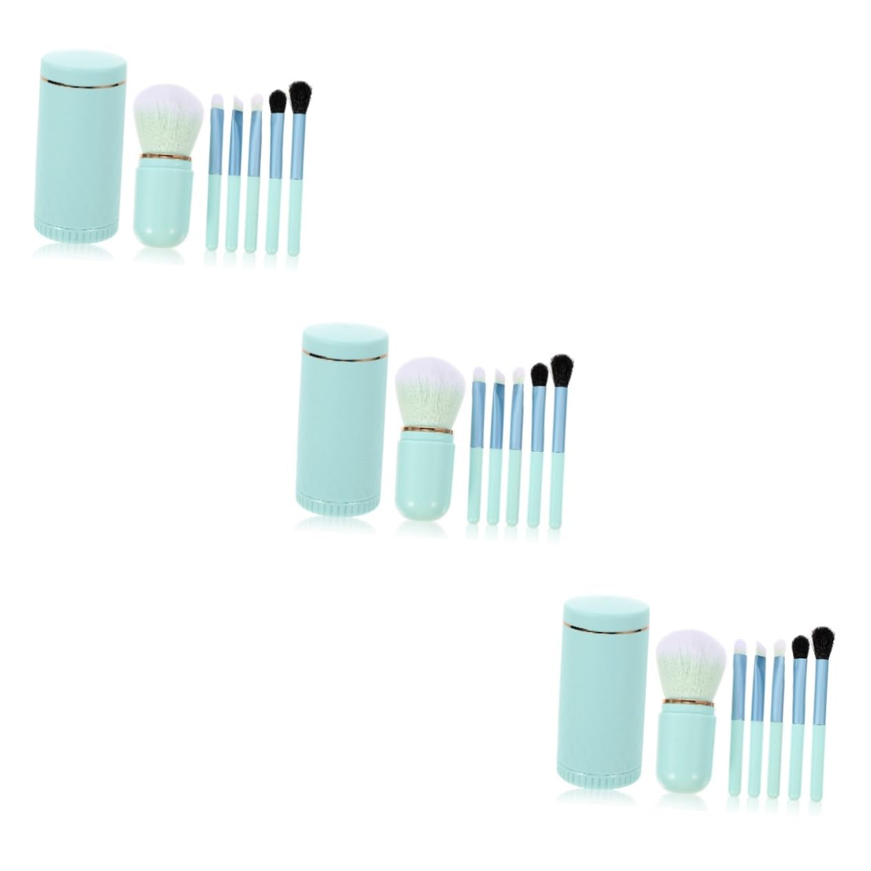 FRCOLOR 3 Set Di Strumenti Per Il Trucco Set Di Pennelli Con Custodia Strumenti Per Il Trucco Da Viaggio Portatili Setole Morbide Impugnatura Comoda Per Livelli