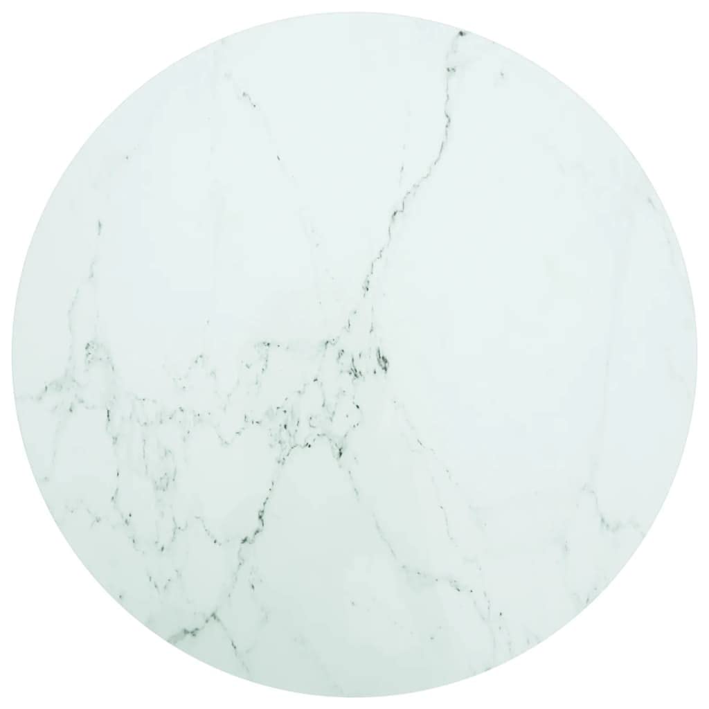 vidaXL Table Top with Marble Design Home Furniture Table Accessories Dining Coffee Dinner Garden Outdoor Table Top Set Round Tempered Glass White — image 1