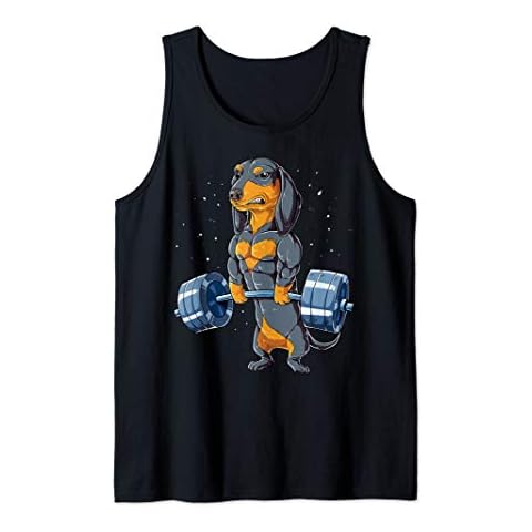 Dachshund Weightlifting Funny Deadlift Men Fitness Gym Gifts Tank Top Cover