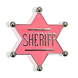 Pink Sheriff Badge | Cowgirl Pink Police Badge | Costume Accessory | 2.5H X 2.3W Inches | Pink/Silver