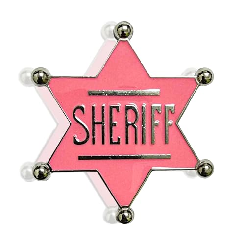 Pink Sheriff Badge | Cowgirl Pink Police Badge | Costume Accessory | 2.5H X 2.3W Inches | Pink/Silver