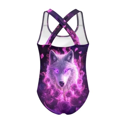 Image of WELLFLYHOM Girls Swimsuit 5-14 Cross Back Swimwear Full Coverage One Piece Bathing Suit Sleeveless Beachwear