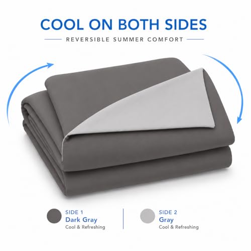 Cozorbt Double-Sided Cooling Comforter Queen Size, Ice Silk Summer Blanket, Smooth No-Stripes, No-Seam, Edge-Free Design, Breathable Lightweight Bed Cover for Hot Sleepers, All-Season Dark gray,106x90 - image 2