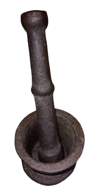 Image of Aadityaa's Cast Iron Small Size Hamam Dasta, Mortar and Pestle, Imam Dasta Masher Ural for Easily Grinding Crushing Mixing Herbs Spices and more at Home Kitchen, Pack of 1 Set.