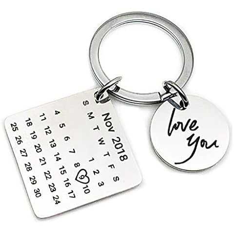 Zakally Personalized Custom Engraved Date Calendar Keychain Customized Keychain Anniversary Christmas Special Day Wedding Gift For Lover (sty1) Cover