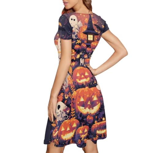 Image of Irisjudy T Shirt Dress for Women Short Sleeve Girls Short Sleeve Dress Plus Size, O Neck Knee Length Midi Dress for Ladies