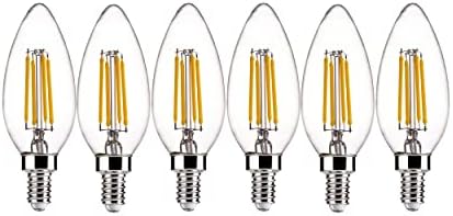 ALAMPEVER 6-Pack B11 LED Candelabra Bulbs, Dimmable 4.5W (60W Equivlant) LED Chandelier Light Bulbs, E12 Base,2700K Soft White, 450LM,CRI80