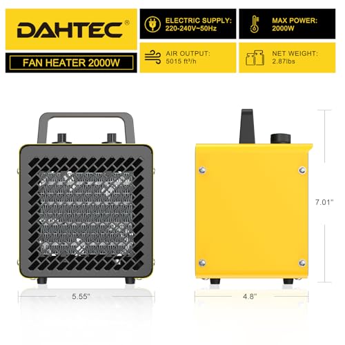 DAHTEC 2000W Portable Ceramic Fan Heater - Fast Heating & Energy Efficient - Electric Space Heaters - Overheat Protection - Ideal for Home & Office - Image 4