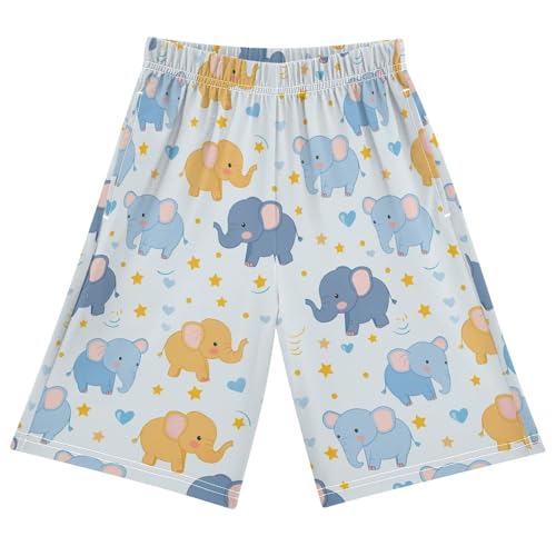 ALAZA Cute Elephant Love Star Pajama Shorts Sleep Shorts Pant Lounge Pajama Bottoms Elastic Waist with Pockets