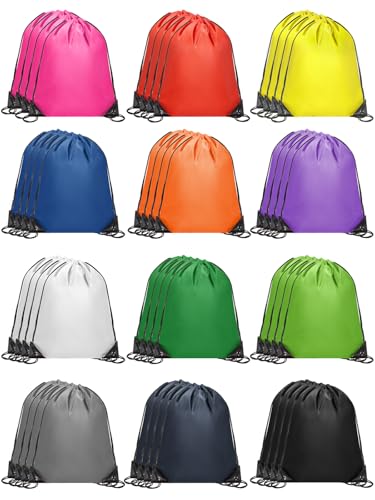 Image of ZenNex 120 Pcs Drawstring Backpacks Bulk, 16.5x13.4 Inches Reusable Cinch Sack Bags for Gym Sports Beach School Travel and Party Favors, Assorted Colors(120, Mixed Colors)