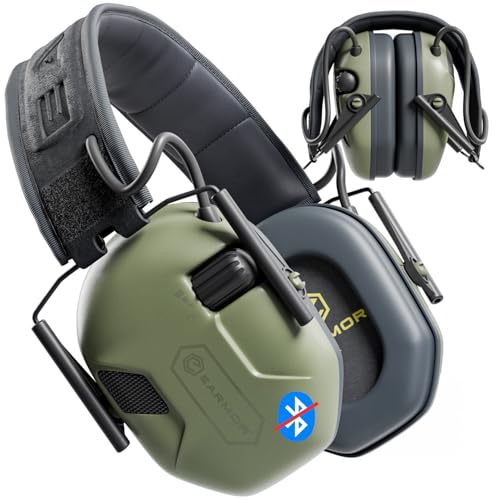 Earmor M300A Elektronische Gehörschutz Schiessen Kapselgehörschutz Ohrenschützer Lärmdämpfung für Jagd Schieß Dämmwert, SNR 29dB Dynamische Geräusch-Regelung, Grün