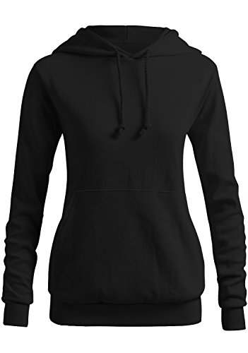 Clovery Women's Long Sleeve Pocket Pullover Hoodies Black Large #TOP1