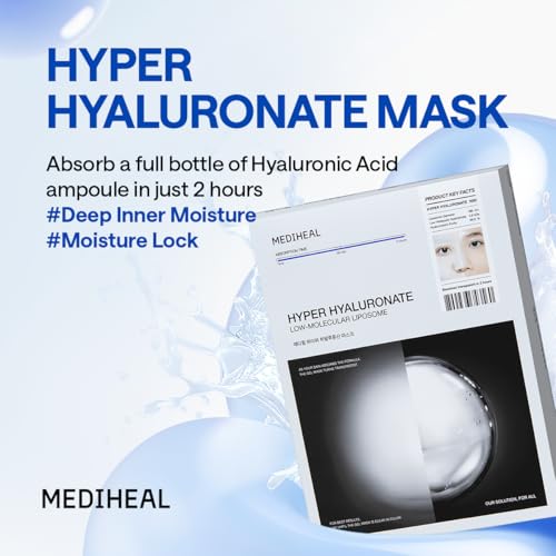 Image of MEDIHEAL Hyper Hyaluronate - Hydrogel Moisture Deep Mask, Overnight Hydrating & Plumping Gel Mask, Long-Lasting Moisture Lock, Smooth & Supple Skin Care, Korean Skincare (10ea)