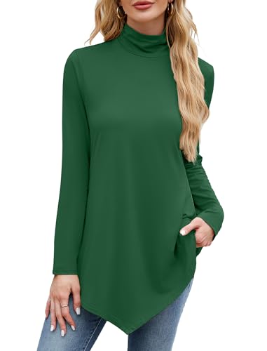 Image of JUSTFASHIONNOW Turtle Neck Shirts for Women Long Sleeve Fall Tunic Tops