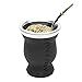 BALIBETOV Mate (Mate Becher) Glas, mit Leder überzogen - mit Bombilla (Sorbet) für Yerba Mate Trink (SCHWARZ)