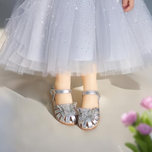 Image of THEE BRON Toddler Girls Closed-Toe Sandals Sweet Retro Cutout Summer Dress Shoes