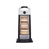 Estufa eléctrica Serie Candente 1200W | Color Negro y Plata | 3 potencias, función oscilante, Sistema antivuelco