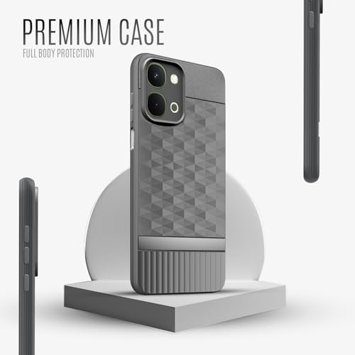 Image of Back Cover for Vivo Y51 Pro 5G Camera Protection 3D Hexa Cube Design Silicone Protective Bumper Back Case for Vivo Y51 Pro 5G - Grey