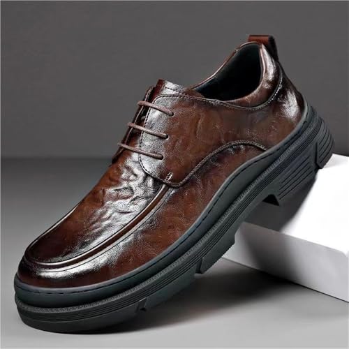 Men's Genuine Leather Perforated Oxfords Summer Chunky Sole British Style Breathable Casual Dress Shoes3