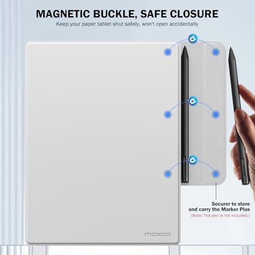 Image of MoKo Case for Remarkable 2 Tablet 10.3 inch with Pen Holder, White | Ultra-Thin, Back Magnetic Design, Smart Folio Cover