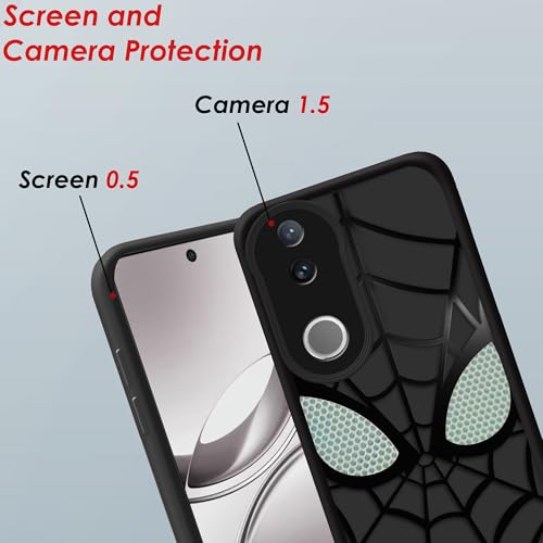 Image of Stylish Spider Back Case Cover Compatible for Vivo V50 5G / V50e 5G | Spidey Face Mask Case | Soft Silicone | Camera & Full Body Protection | Shock Proof | (Black)
