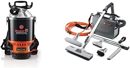Hoover Commercial Lightweight Backpack Baggged Vacuum Cleaner, C2401,Black & PORTAPOWER Lightweight Canister Vacuum Cleaner with Attachments, 8 Pounds, CH30000, Black