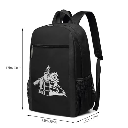 Barrel Racing Cowgirl Rodeo Horse silhouette Travel Laptop Backpack, Business Anti Theft Slim Sturdy Laptops Backpacks, College Computer Bag Gift for Men & Women Fits 17 Inch Notebook,Black3