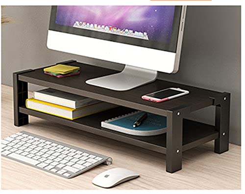パソコン台 モニター台 机上台 引き出し付き 木製 卓上 机上 ラック キーボード 木質?収納 多種類のデザイン?ひと重 2段?引き出し? PP (A-07-ブラック)
