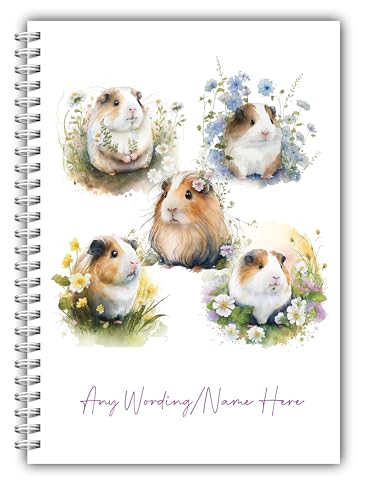 D&L Designs Ltd Personalised Wire Bound Soft Backed A5 Notebook Guinea Pig Themed NB 205