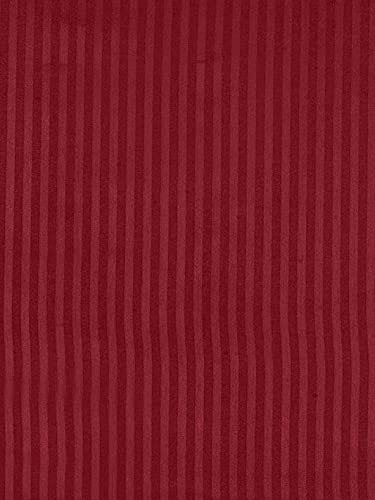 Image of KAWI Satin Cotton 210 TC Striped Elastic Fitted Bedsheet Queen Size (78X72XUp To 6 Inches Mattress)-Red Color