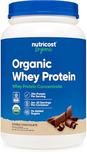 Nutricost Organic Whey Protein Concentrate, Double Chocolate Flavored, (2LBS) - Gluten-Free, Non-GMO