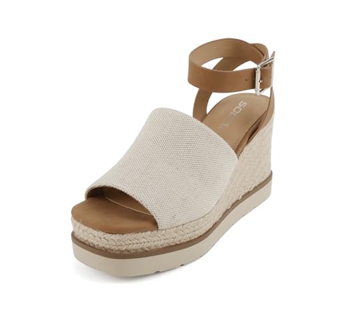Image of Soda inchStella inch ~ Women Square Peep Toe Single Band Platform Espadrille Wedge Sandals with Adjustable Ankle Strap