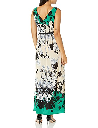 Gabby Skye Women's Floral Print Maxi Dress, Ecru/Kelly Green, 8 #TOP1