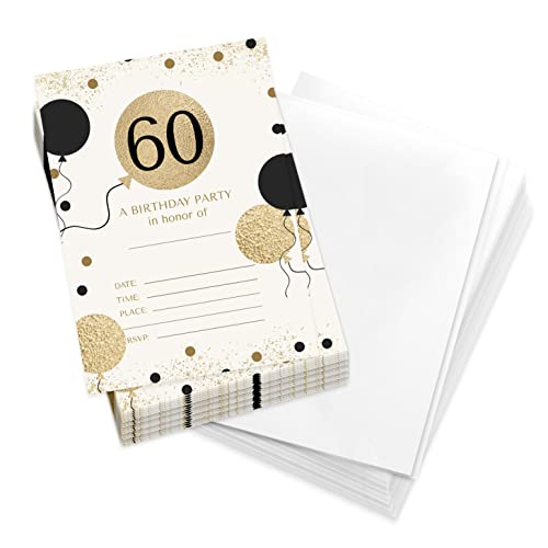 Desert Cactus 60th Birthday Happy Birthday Invitations Style 1 Invite Cards (25 Count) With Envelopes Girls Boys Kids Party (25ct)
