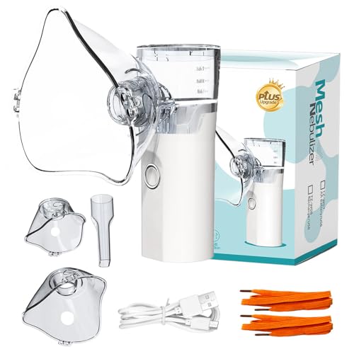 FONCBIEN Nebulizador Portatil, Actualización Nebulizador para Adultos y Niños Recargable USB Nebulizador bebe de Mano con 2 Máscara, 2 Ajustable aAomización Inhalador de Vapor para el hogar