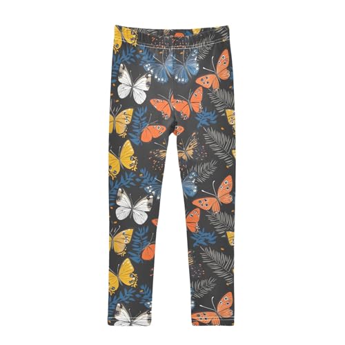 Butterflies Colorful Leaves Girls Leggings Athletic Pants Tights Stretch Bottom