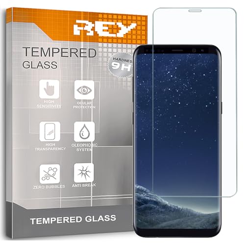 REY Protector de Pantalla para Samsung Galaxy S8 Plus Curvo Transparente, Cristal Vidrio Templado Premium