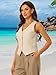 Allegra K Vest Waistcoat for Women's Fashion Sleeveless Button Down V Neck Crop Top Summer Vest Small Khaki
