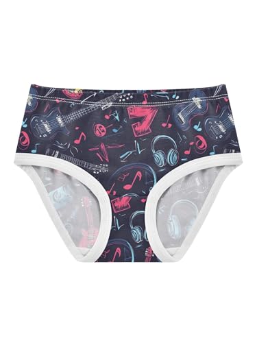 ZZKKO Rock Guitar and Musical Note Girls Underwear Toddler Panties for Girls Comfort Brief Size 2-8T