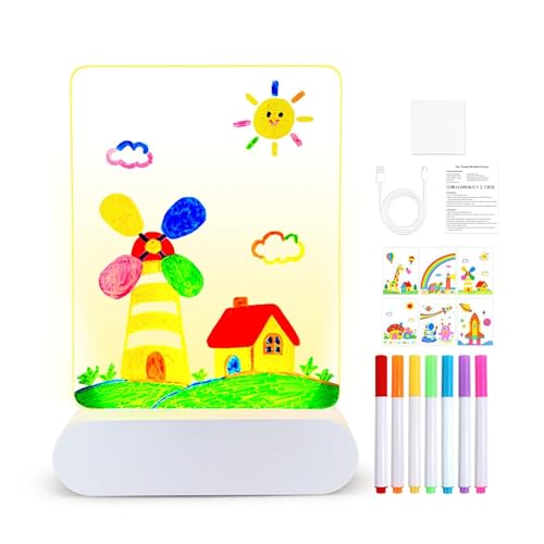 Mesa de dibujo acrílico LED reutilizable – Mesa artística iluminada 3D con iluminación multicolor y diseño recargable, juguete educativo interactivo para la práctica del dibujo