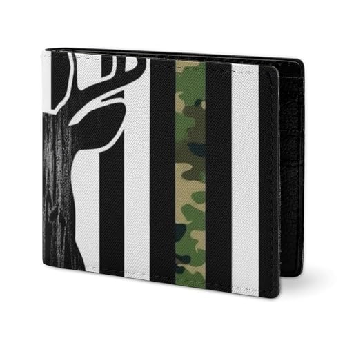Portable Slim Credit Card Holder for Men Women, Small Card Protector Organizer Case Camouflage American Flag Hunting Deer Camo Black Compact Wallet2