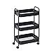 MAGNA RETAIL 3-Tier Slim Metal Trolley on Wheels | Storage Shelves | Makeup Storage | Cleaning Trolley | Shelves Unit | Utility Cart | Cleaning Caddy | Metal Rolling Cart (Black)
