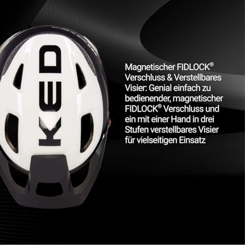 Pector ME-1 Mountainbike Helm, NTA 8776, MIPS, BOA Fit System, FIDLOCK, 14 Belüftungsöffnungen, 350g, verstellbares Visier Damen Herren, Black White, 58-61 (L)