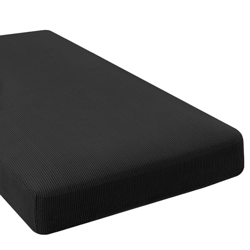 H.VERSAILTEX Super Stretch Individual Chaise Cover Sectional Couch Covers for L Shaped Sofa Both Left/Right Featuring Thick Jacquard Textured Twill Fabric (1 Piece Chaise Cover, Black)