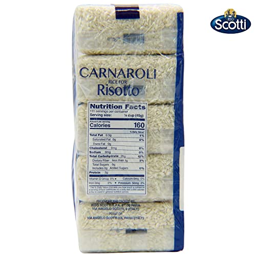 Carnaroli Rice For Risotto, 11 Lbs (5X1 Kg), Product Of Italy, Chef Selection, Gluten Free, Non-Gmo, Vacuumed Packed, Riso Scotti #TOP2